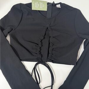 H&M Black Ruched Front Blouse